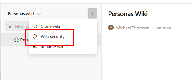 Wiki security settings